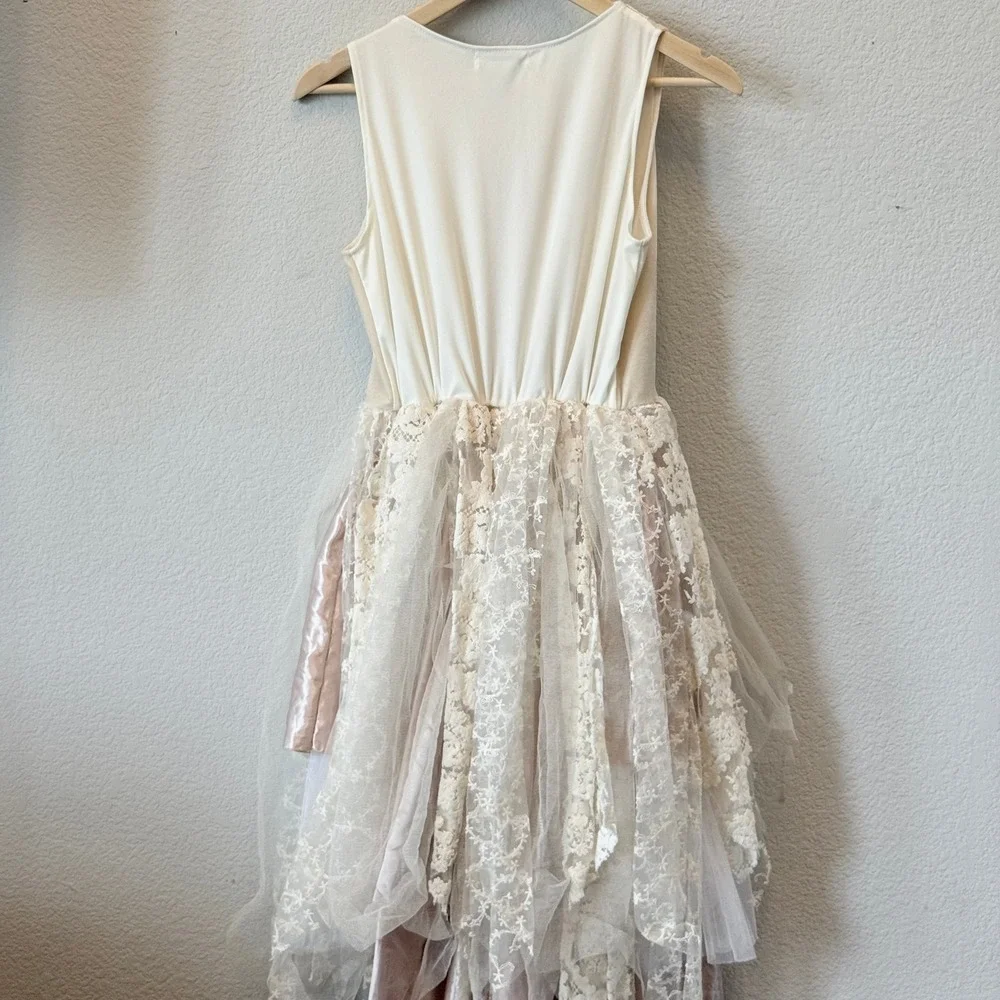 Chasing Fireflies Girls XXL 14 Lace Tulle High Low Dress Ivory Blush Boho